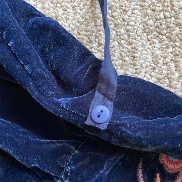 April Cornell Jewell Collection Midnight Blue Velvet Dress Sz M Embroidered - Picture 11 of 13